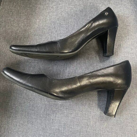 Etienne Aigner Deanna Classic Black Leather Heels Size 7M - Picture 3 of 7